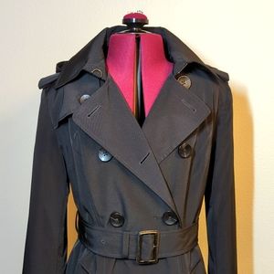 London Fog  black women's XS hooded trench coat rain jacket waterproof tailored